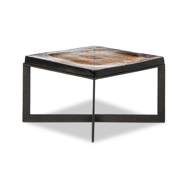 Lennie Cast Glass Bunching Table - Amber Cast Glass