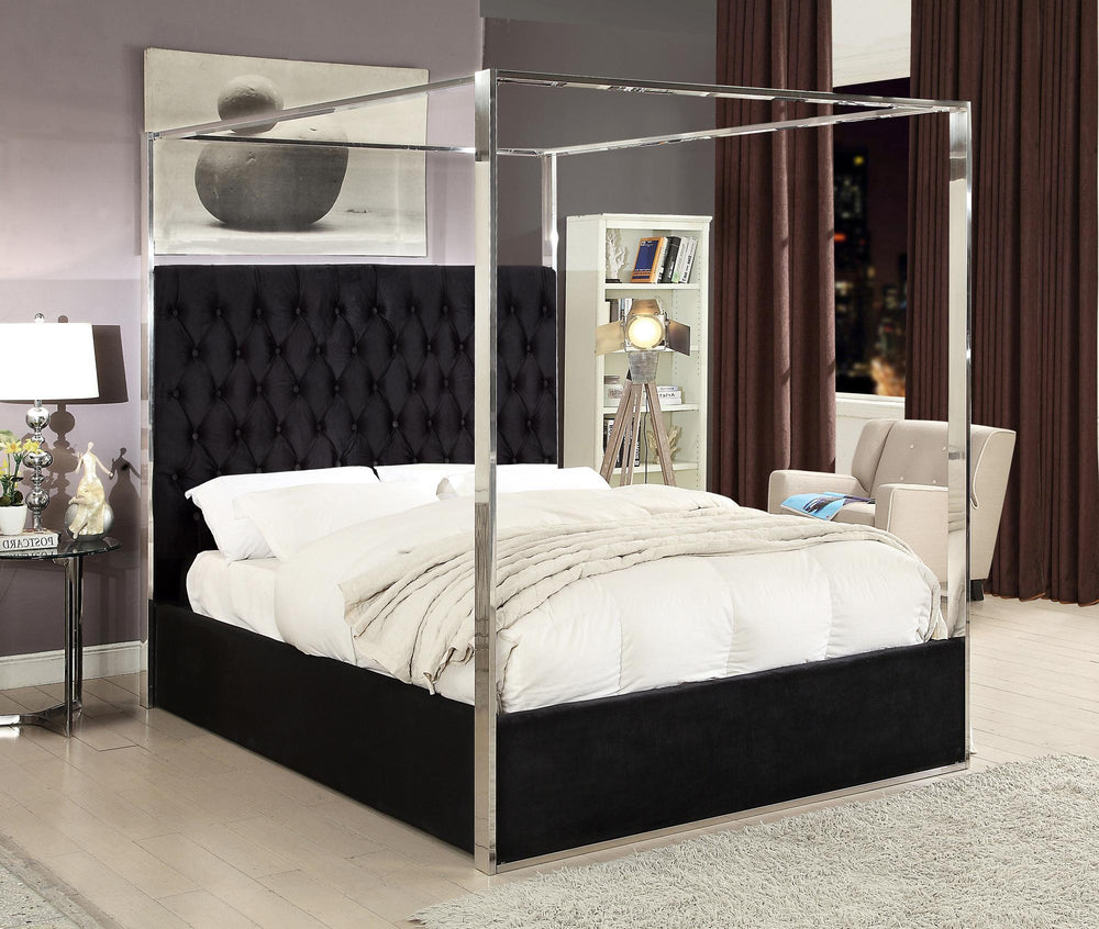 Luz Queen Bed In Black Velvet