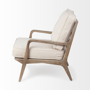 Harman II Off-White Fabric Seat w/ Wood Frame Accent Chair