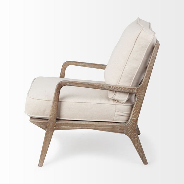 Harman II Off-White Fabric Seat w/ Wood Frame Accent Chair