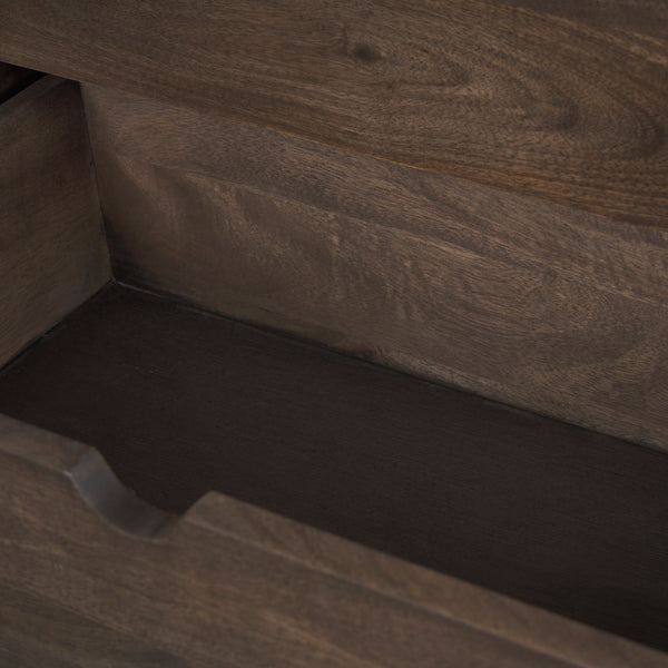 Wallen Solid Dark Brown Wood 3 Drawer Accent Cabinet
