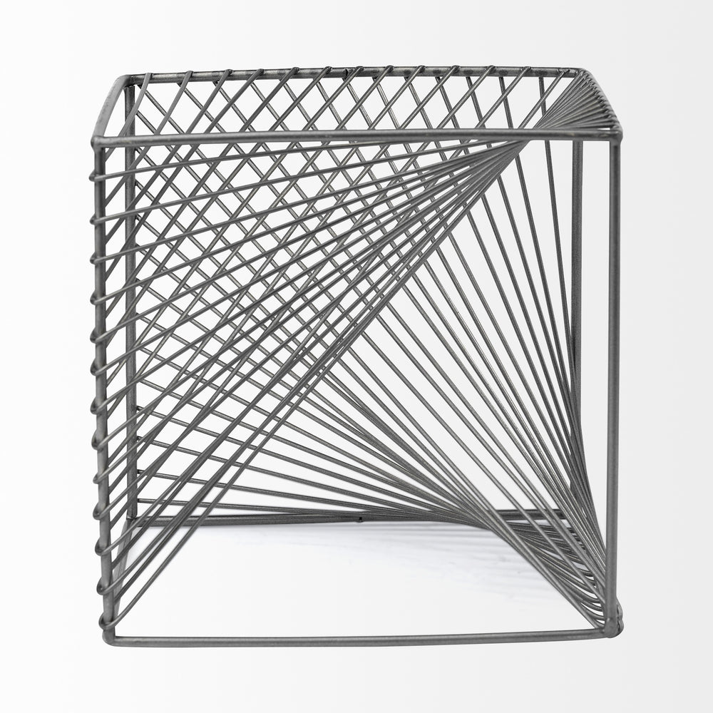 Rochon 8L x 8W Gray Metal Decorative Cube