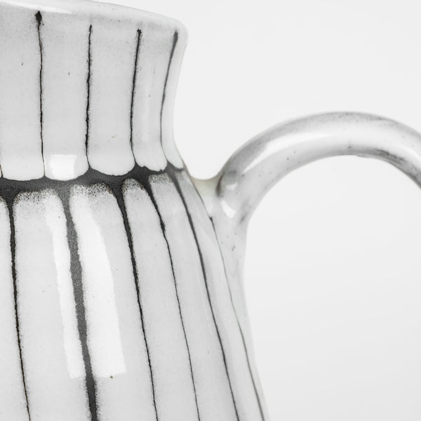 Lome Large White/Black Patterned Ceramic Water Pitcher