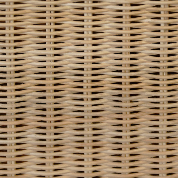 ONE DRAWER MING STYLE DESK IN WOVEN RATTAN WITH GLASS TOP