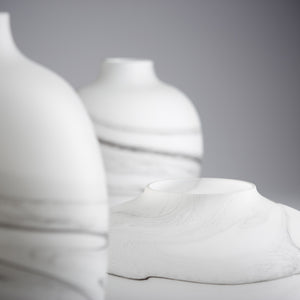 Moon Mist Vase in White and Black Swirl