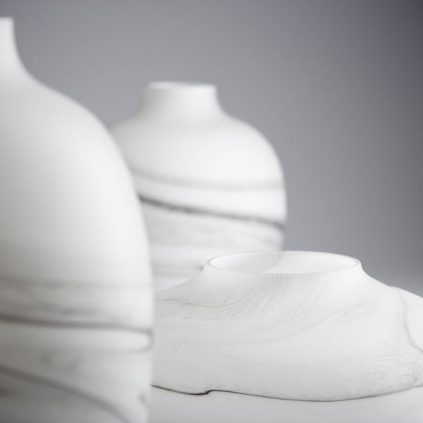 Moon Mist Vase in White and Black Swirl