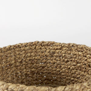 Morocco 15.7L x 15.7 (Set of 3) Brown Two Tone Water Hyacinth and Cornhusk Round Basket W/ Handles