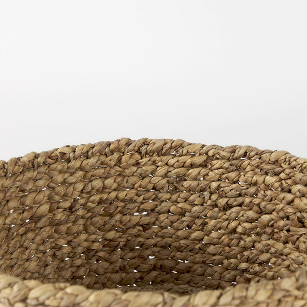Morocco 15.7L x 15.7 (Set of 3) Brown Two Tone Water Hyacinth and Cornhusk Round Basket W/ Handles