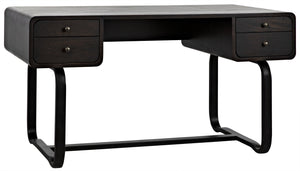 Voltes Ebony Walnut Desk with Matte Black Industrial Steel Base
