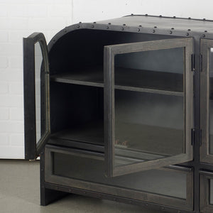 Gehry I 62.3x16.5 Black Metal Frame w/Wood Accent 4 Cabinet Door Two Drawer Sideboard