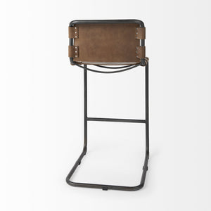 Berbick 43" Total Height Medium Brown Leather w/ Iron Frame Bar Stool