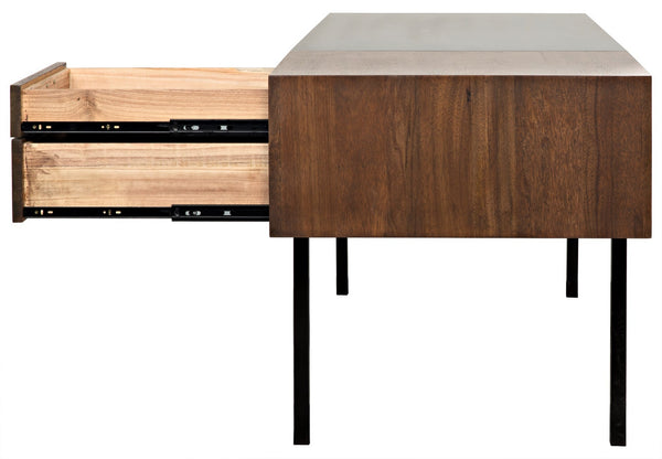 Algeron Dark Walnut Desk with Matte Black Industrial Steel Frame