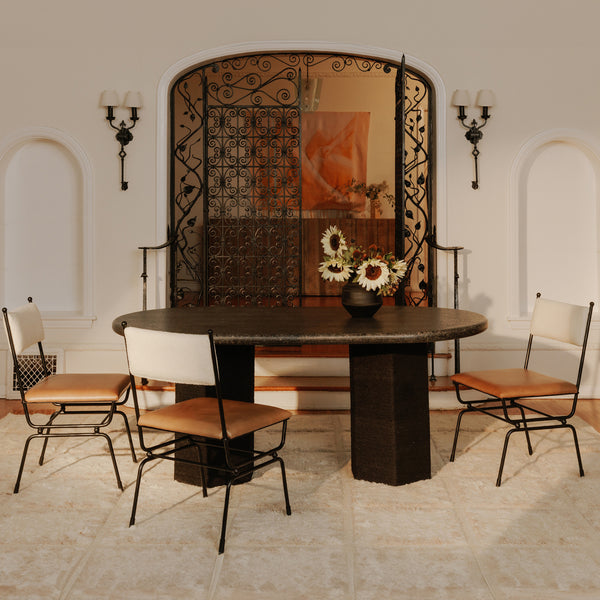 Moe's Posta Dining Chair in Brown Leather & Fabric
