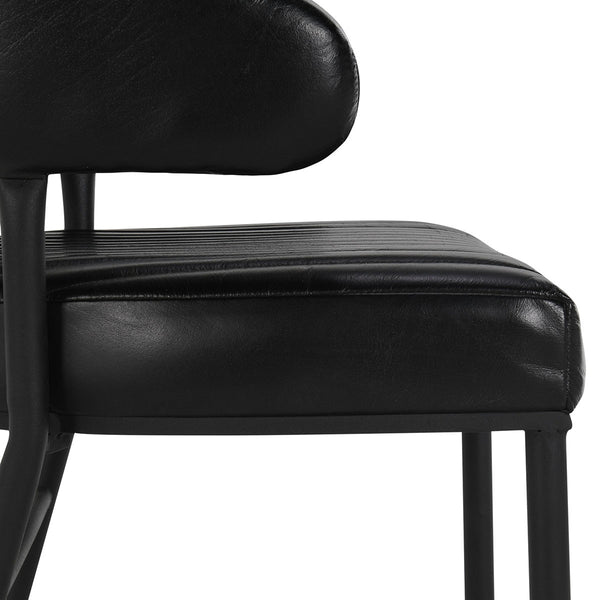 Umbria Leather Counter Stool - Midnight Raven