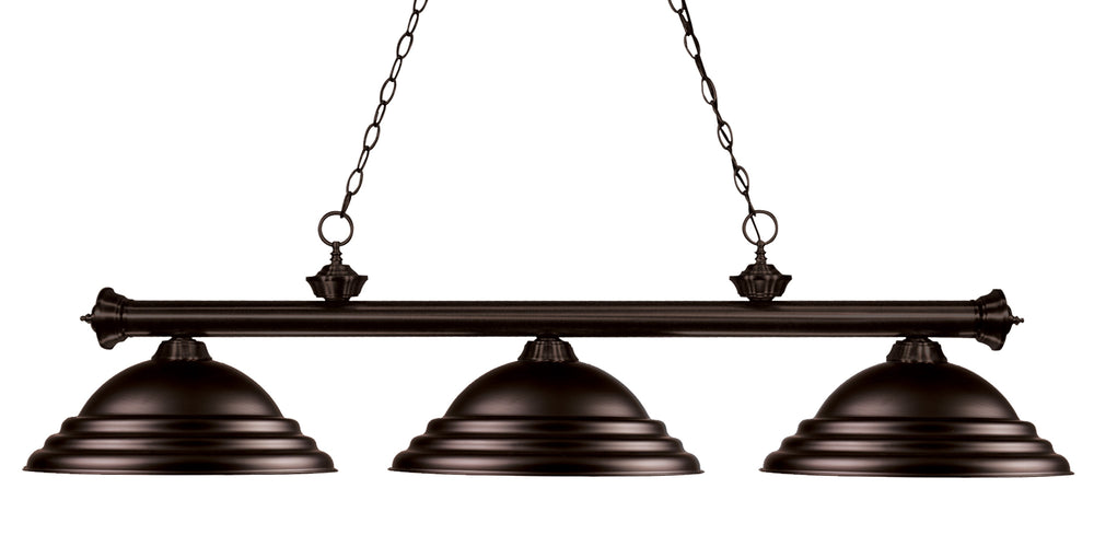 Riviera 3 Light Billiard Light in Bronze Finish