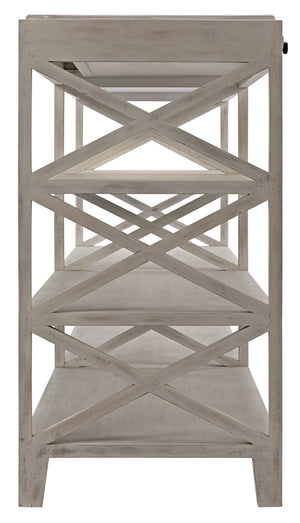 Sutton Mahogany and Veneer Console in White Wash with Brass Pulls
