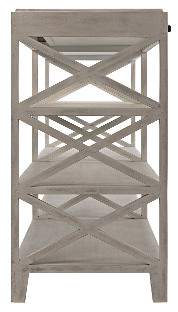 Sutton Mahogany and Veneer Console in White Wash with Brass Pulls