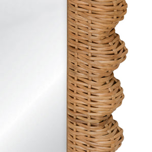 SCALLOP EDGE RATTAN FLOOR MIRROR