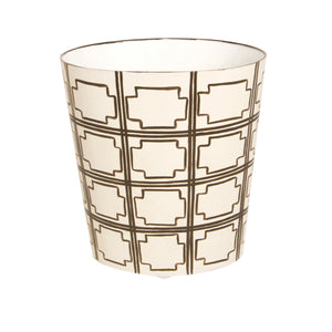 OVAL WASTEBASKET CREAM/BRN SQRS
