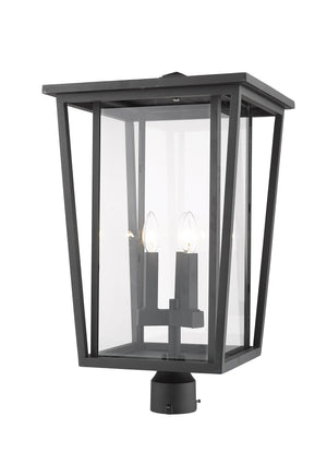 Seoul 3 Light Outdoor Post Mount Fixture in Black Finish