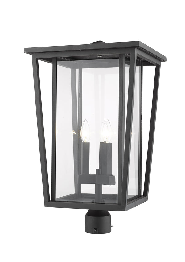 Seoul 3 Light Outdoor Post Mount Fixture in Black Finish