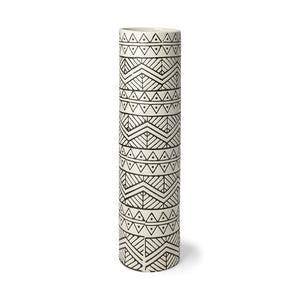 Uhura II Large Cream Black Patterned Cylindrical Ceramic Vase