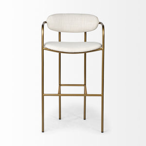 Parker 30" Seat Height Cream Fabric Seat Gold Metal Bar Stool