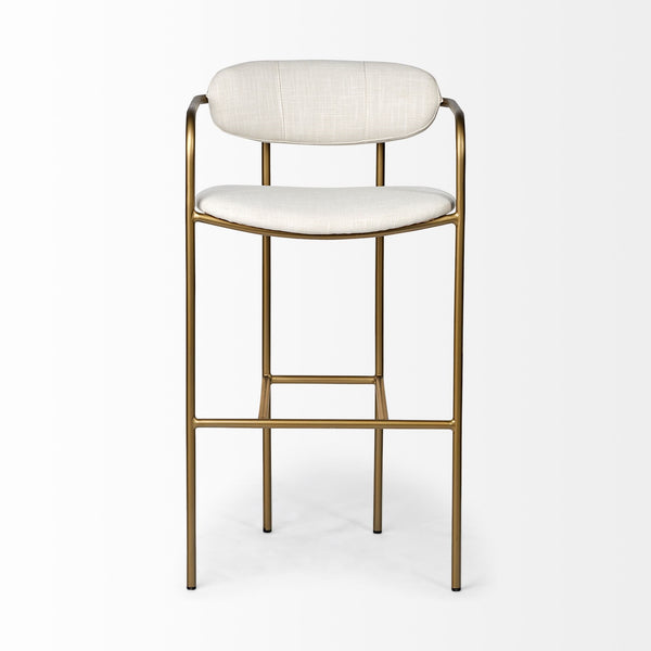 Parker 30" Seat Height Cream Fabric Seat Gold Metal Bar Stool