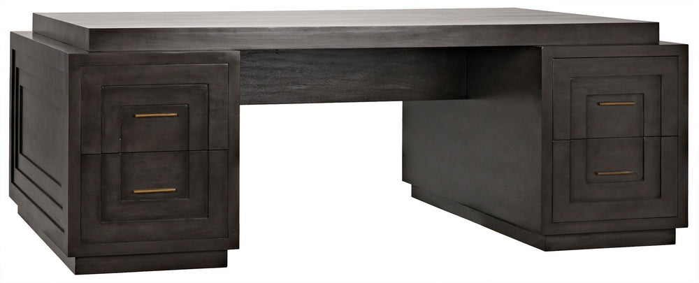 Mentor Pale Mahogany and Veneer Desk with Brass Pulls