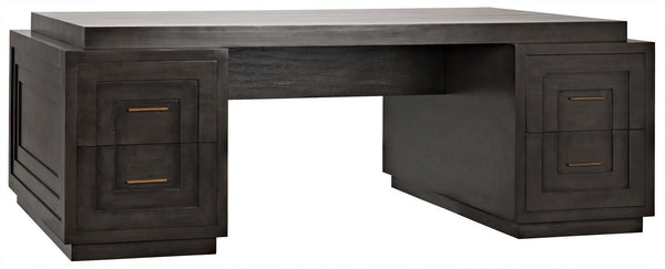 Mentor Pale Mahogany and Veneer Desk with Brass Pulls