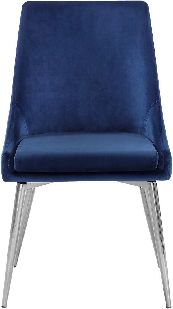 Lynette Dining Chair In Navy Velvet and Chrome