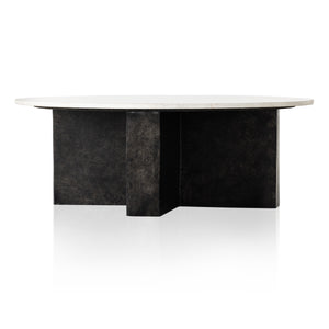 Terrell Round Coffee Table In Plsh White