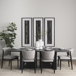Tarro 84" Rectangular Textured Black Wood w/ Geometrical Base Dining Table