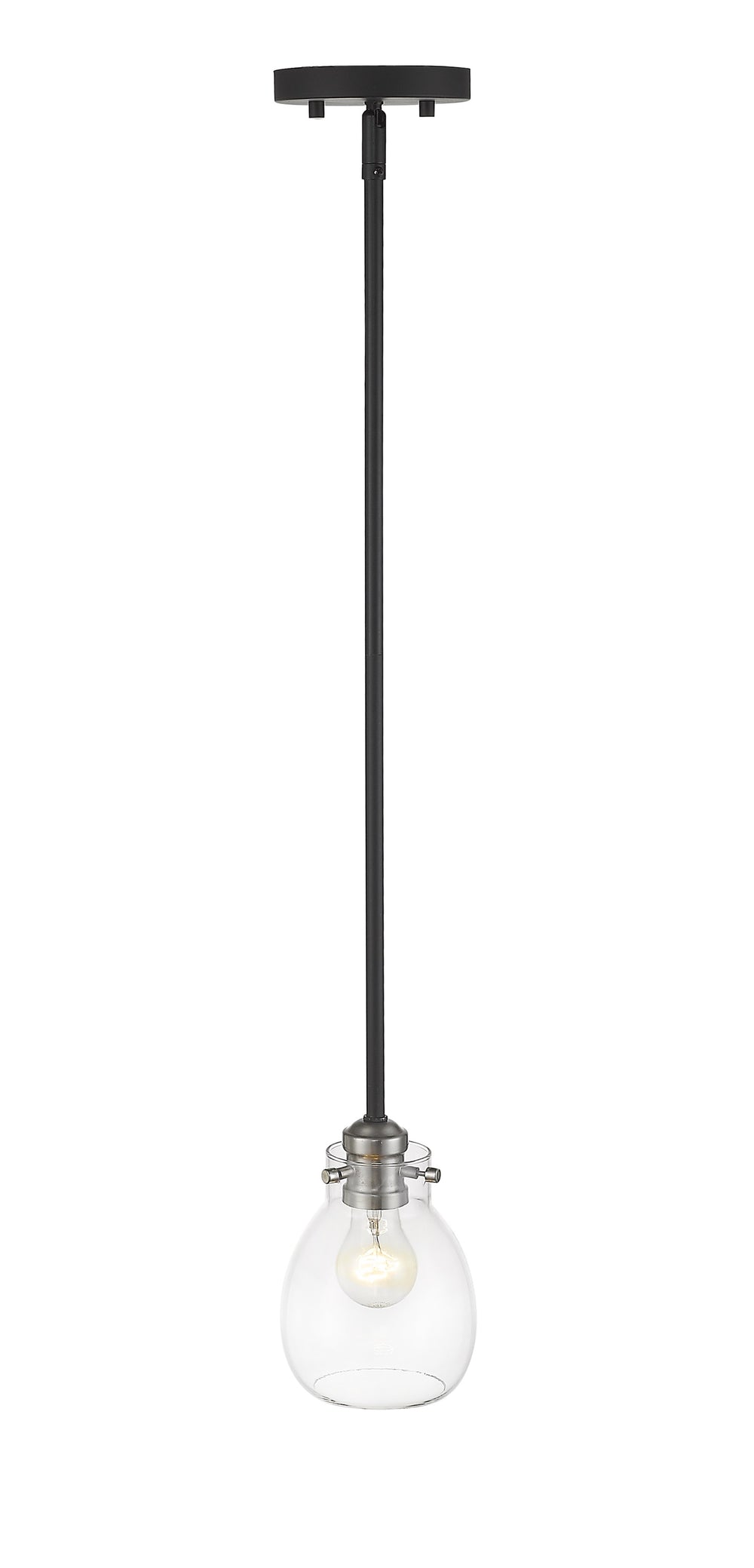 Kraken 1 Light Mini Pendant in Matte Black + Brushed Nickel Finish