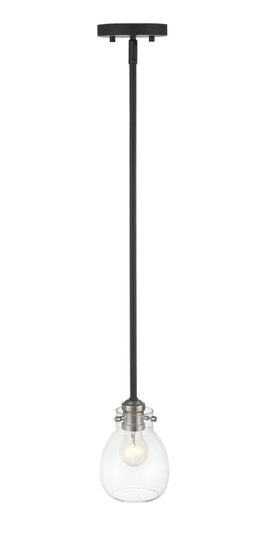 Kraken 1 Light Mini Pendant in Matte Black + Brushed Nickel Finish