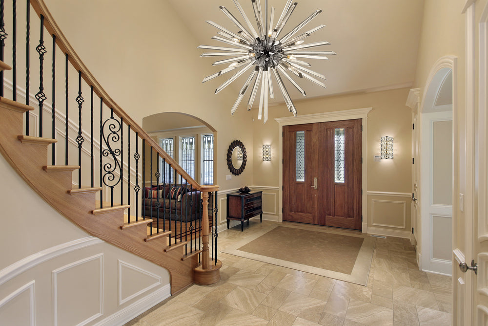 Burst 10 Light Chandelier in Chrome Finish