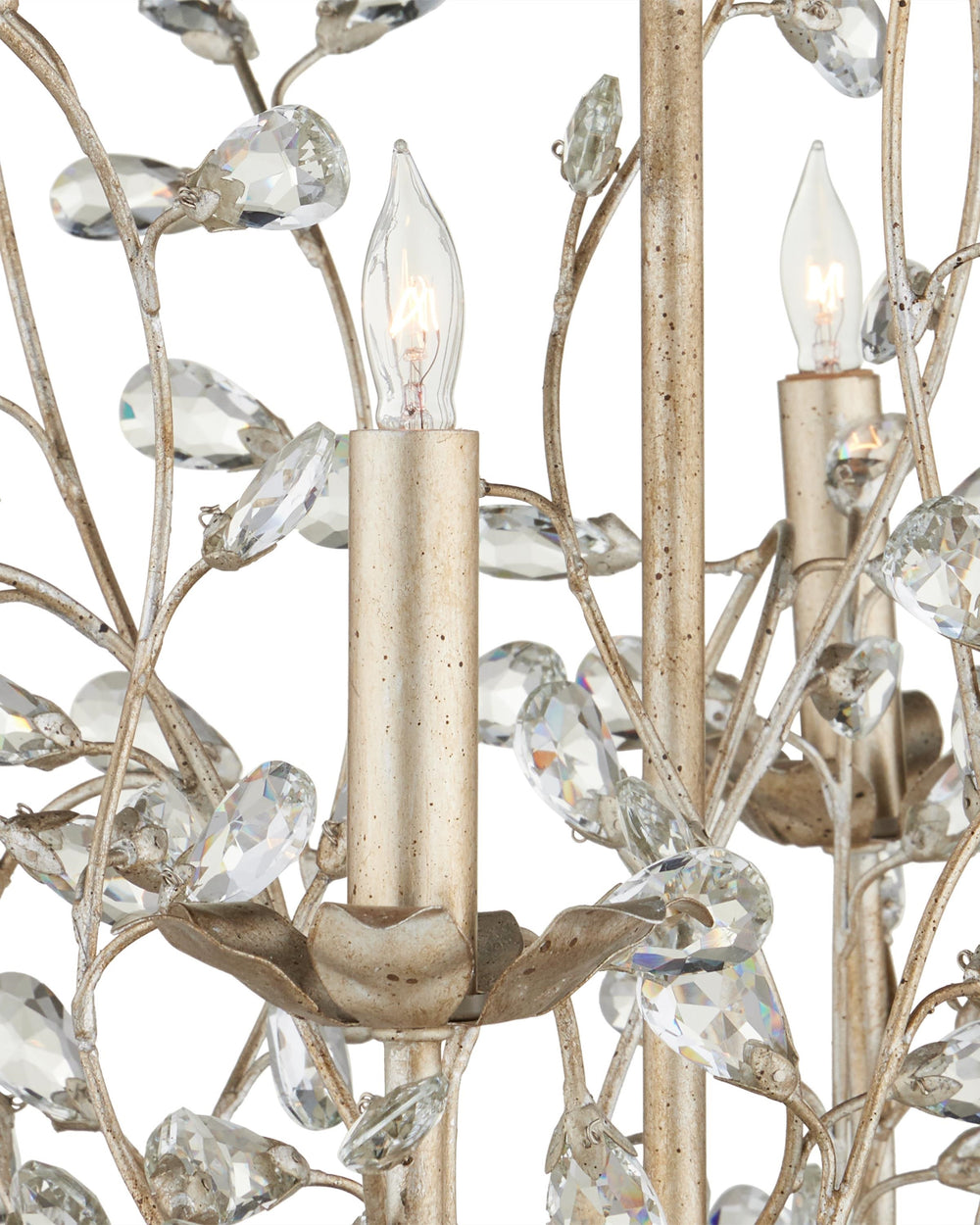 Crystal Bud Silver Small Chandelier In Silver Granello