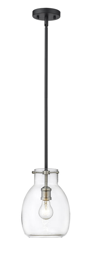 Bella 1 Light Mini Pendant in Matte Black + Brushed Nickel Finish