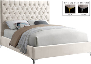 Robin Queen Bed In Cream Velvet