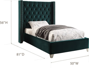 Isabel Twin Bed In Green Velvet