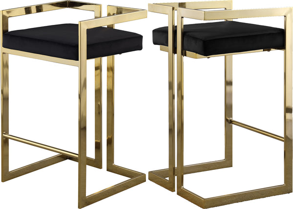 Winifred Stool In Black Velvet and Gold