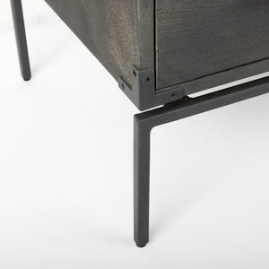 Ward 34L x 18W Brown Wood and Iron 3 Drawer Accent Cabinet