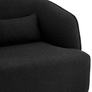 Steward Fabric Swivel Accent Chair In Boucle Black