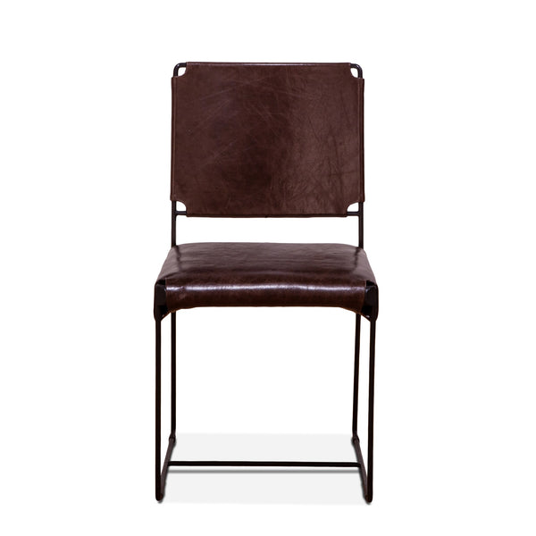 New York Iron and Chocolate Leather Dining Chair