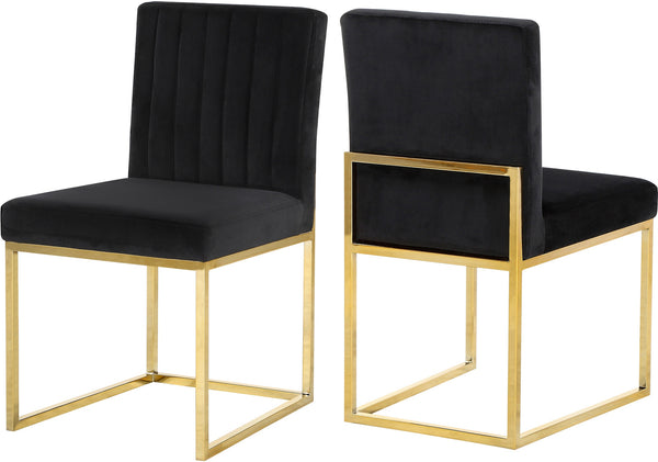 Joanna Dining Chair In Black Velvet and Gold