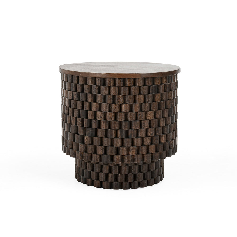Norwood Solid Wood Round End Table - Bark Brown