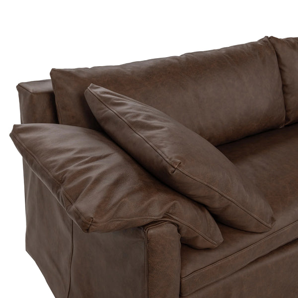 Cassiano Slip Cover Sofa - El Paso Brown with Feather Cushions
