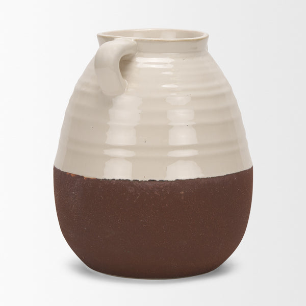 Tryna Large Beige w/ Matte Brown Ceramic Vase