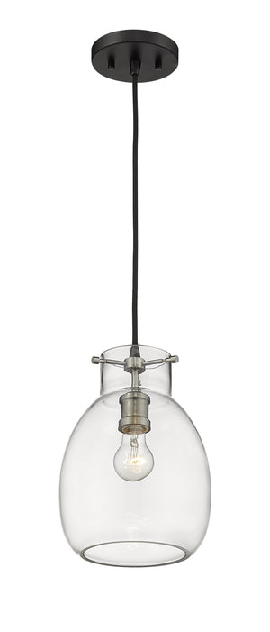 Bella 1 Light Mini Pendant in Matte Black + Brushed Nickel Finish