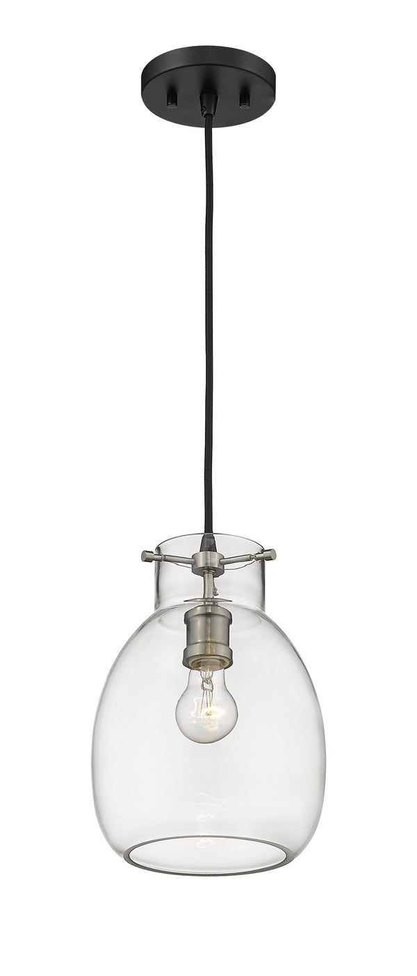 Bella 1 Light Mini Pendant in Matte Black + Brushed Nickel Finish